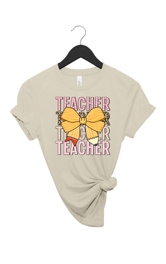 Pencil bow and Teacher